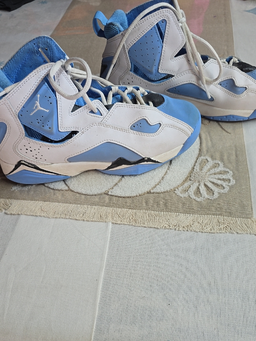 Jordan Kids Light Blue and White High-Top Sneakers